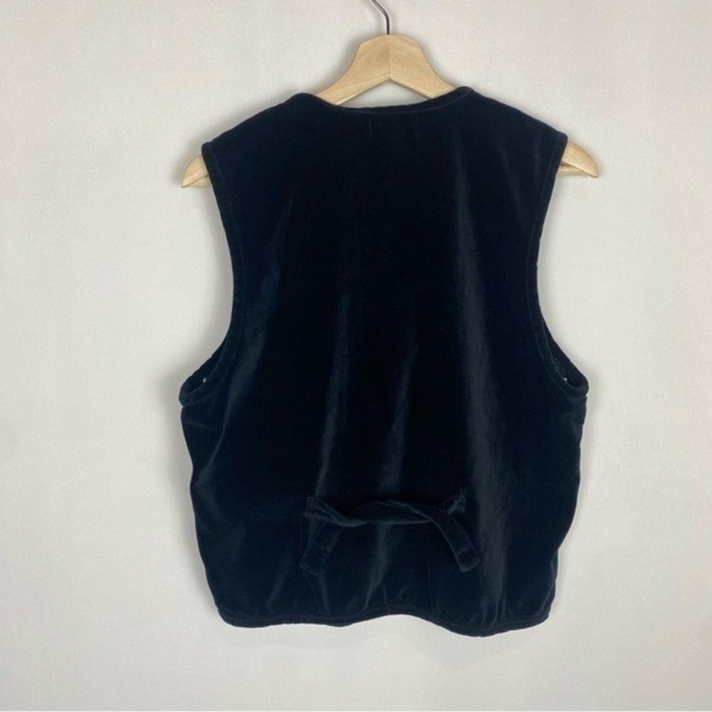 Vintage Van Heusen Black Velvet Button-Up Vest Size Medium - Picture 2 of 5